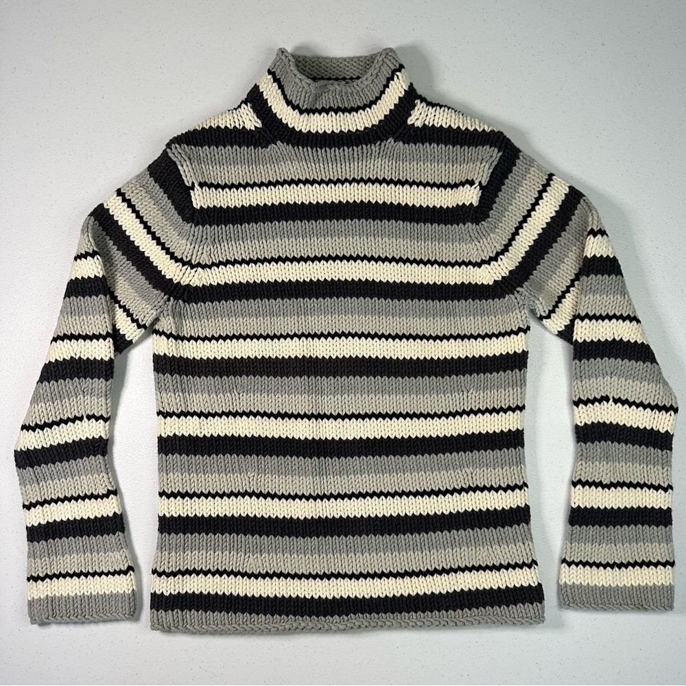 Gap VTG Y2K Womens Small Chunky Knit Striped Turtleneck Sweater Size Large‎
